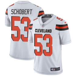 Men Nike Browns #53 Joe Schobert White Stitched NFL Vapor Untouchable Limited Jersey