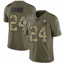 Mens Nike Cleveland Browns 24 Nick Chubb Limited Olive Camo 2017 Salute to Service NFL Jersey