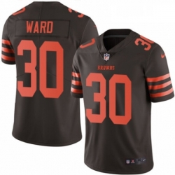 Mens Nike Cleveland Browns 30 Denzel Ward Elite Brown Rush Vapor Untouchable NFL Jersey