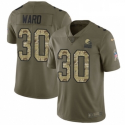 Mens Nike Cleveland Browns 30 Denzel Ward Limited OliveCamo 2017 Salute to Service NFL Jersey