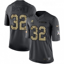 Mens Nike Cleveland Browns 32 Jim Brown Limited Black 2016 Salute to Service NFL Jersey