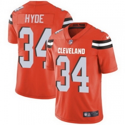 Nike Browns #34 Carlos Hyde Orange Alternate Mens Stitched NFL Vapor Untouchable Limited Jersey