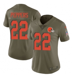 Nike Browns #22 Jabrill Peppers Olive Womens Stitched NFL Limited 2017 Salute to Service Jersey