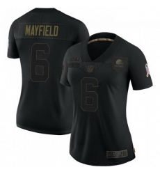 Women Cleveland Browns 6 Baker Mayfield Black 2020 Black Salute To Service Jersey