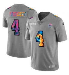 Dallas Cowboys 4 Dak Prescott Men Nike Multi Color 2020 NFL Crucial Catch NFL Jersey Greyheather