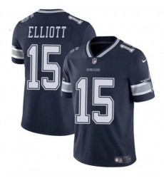 Men Dallas Cowboys 15 Ezekiel Elliott Navy Vapor Untouchable Limited Stitched Football Jersey