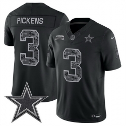 Men Dallas Cowboys  3 George pickens Black F U S E  2026 Salute to Service Limited Stitched Football Jersey