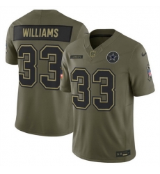 Men Dallas Cowboys 33 Javonte Williams Olive 2025 F U S E  Salute to Service Limited Stitched Football Jersey