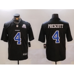 Men Dallas Cowboys 4 Dak Prescott Black Throwback With 1960 Patch Vapor Untouchable Limited Stitched Football Jersey