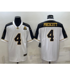 Men Dallas Cowboys 4 Dak Prescott White Gold With 1960 Patch Thanksgiving Vapor Untouchable Limited Stitched Football Jersey