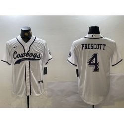 Men Dallas Cowboys 4 White Team With Patch Cool Base Stitched Baseball Jersey 7