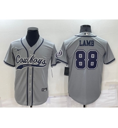 Men Dallas Cowboys 88 CeeDee Lamb Grey Cool Base Stitched Baseball Jersey