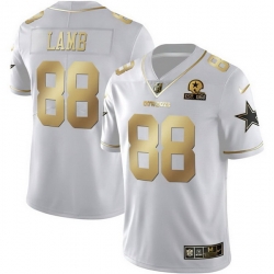 Men Dallas Cowboys 88 CeeDee Lamb White Gold With Established In 1960 Patch Vapor Limited Stitched Football Jersey
