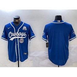 Men Dallas Cowboys Blank Royal With Patch Cool Base Stitched Baseball Jersey 2