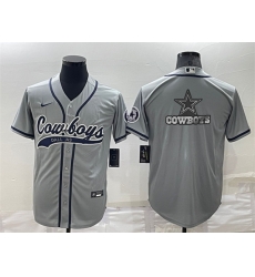 Men Dallas Cowboys Grey Team Big Logo With Patch Cool Base Stitched Baseball Jersey