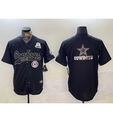 Men Dallas Cowboys Team Big Logo Black With Patch Cool Base Stitched Baseball Jersey 17