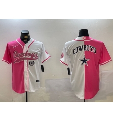 Men Dallas Cowboys big logo Red White With Patch Cool Base Stitched Baseball Jersey 11