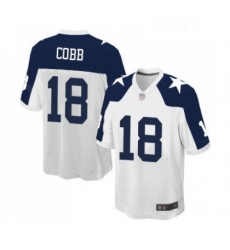 Mens Dallas Cowboys 18 Randall Cobb Game White Throwback Alternate Football Jersey