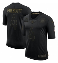 Men's Dallas Cowboys #4 Dak Prescott Black 2020 Salute To Service Limited Jersey