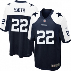 Mens Nike Dallas Cowboys 22 Emmitt Smith Game Navy Blue Throwback Alternate NFL Jersey