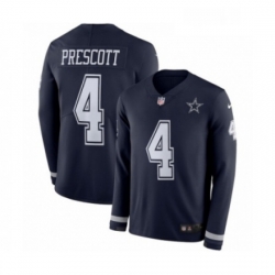 Mens Nike Dallas Cowboys 4 Dak Prescott Limited Navy Blue Therma Long Sleeve NFL Jersey