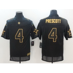 Nike Cowboys #4 Dak Prescott Black Mens Stitched NFL Elite Pro Line Gold Collection Jersey