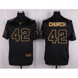 Nike Cowboys #42 Barry Church Black Mens Stitched NFL Elite Pro Line Gold Collection Jersey