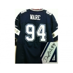 Nike Dallas Cowboys 94 DeMarcus Ware Blue Elite Signed NFL Jersey