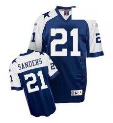 Reebok Dallas Cowboys 21 Deion Sanders Navy Blue Thanksgiving Premier EQT Throwback NFL Jersey