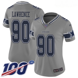 Cowboys #90 Demarcus Lawrence Gray Women Stitched Football Limited Inverted Legend 100th Season Jersey