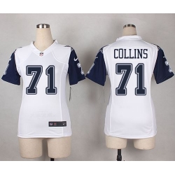 Nike Cowboys 71 Lael Collins White Womens Stitched NFL Elite Rush Jersey