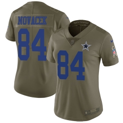 Nike Cowboys #84 Jay Novacek Olive Womens 2017 Salute to Service NFL Limited Jersey