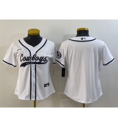 Women Dallas Cowboys Blank White With Patch Cool Base Stitched Baseball Jersey