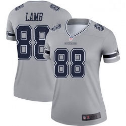 Women Dallas Cowboys CeeDee Lamb Gray Legend Inverted Jersey