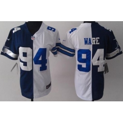 Women Nike Dallas Cowboys 94 DeMarcus Ware Blue White Split NFL Jerseys