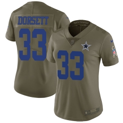 Womens Nike Cowboys #33 Tony Dorsett Olive  Stitched NFL Limited 2017 Salute to Service Jersey