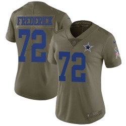 Womens Nike Cowboys #72 Travis Frederick Olive  Stitched NFL Limited 2017 Salute to Service Jersey