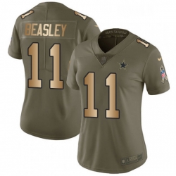 Womens Nike Dallas Cowboys 11 Cole Beasley Limited OliveGold 2017 Salute to Service NFL Jersey