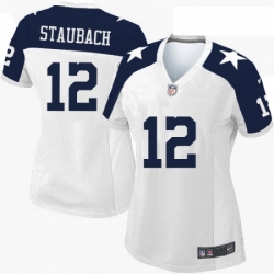 Womens Nike Dallas Cowboys 12 Roger Staubach Game White Throwback Alternate NFL Jersey