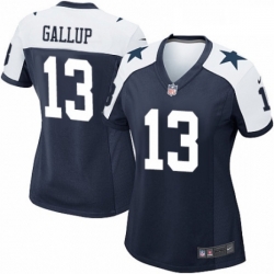 Womens Nike Dallas Cowboys 13 Michael Gallup Game Navy Blue Throwback Alternate NFL Jersey