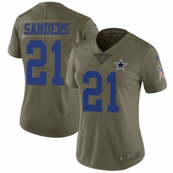 Womens Nike Dallas Cowboys 21 Deion Sanders Limited Olive 2017 Salute to Service NFL Jersey