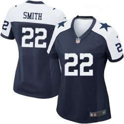 Womens Nike Dallas Cowboys 22 Emmitt Smith Game Navy Blue Throwback Alternate NFL Jersey