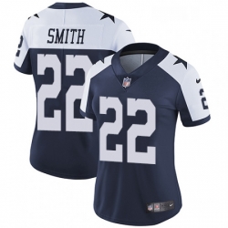 Womens Nike Dallas Cowboys 22 Emmitt Smith Navy Blue Throwback Alternate Vapor Untouchable Limited Player NFL Jersey