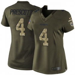 Womens Nike Dallas Cowboys 4 Dak Prescott Elite Green Salute to Service NFL Jersey