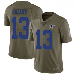 Cowboys #13 Michael Gallup Olive Youth Stitched Football Limited 2017 Salute to Service Jersey