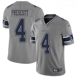 Cowboys #4 Dak Prescott Gray Youth Stitched Football Limited Inverted Legend Jersey