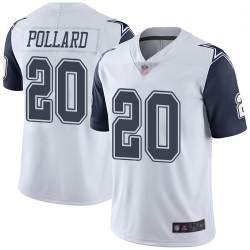 Youth Cowboys 20 Tony Pollard White Stitched Football Limited Rush Jersey