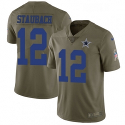 Youth Nike Dallas Cowboys 12 Roger Staubach Limited Olive 2017 Salute to Service NFL Jersey