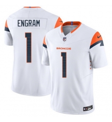 Men Denver Broncos 1 Evan Engram White 2025 F U S E  Vapor Limited Stitched Football Jersey