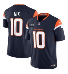 Men Denver Broncos 10 Bo Nix Navy 2025 F U S E  With 2 Star C Patch Vapor Limited Stitched Football Jersey Men Denver Broncos 10 Bo Nix Navy 2025 F U S E  With 2 Star C Patch Vapor Limited Stitched Football Jersey